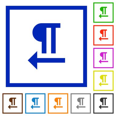 Sağdan sola metin yönü düz çerçeveli simgeler