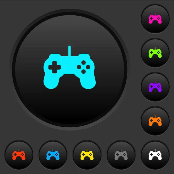 Game controller dark push buttons with color icons — Stock Vector