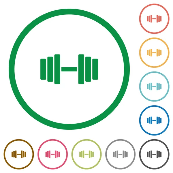 Gimnasio iconos planos con contornos — Vector de stock