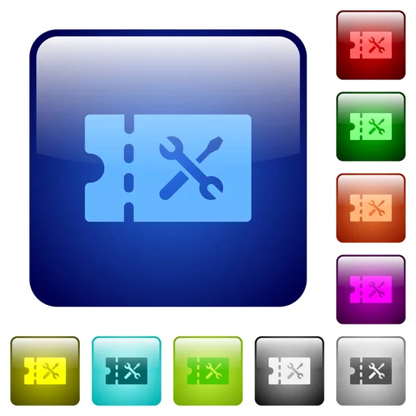 Atelier réduction coupon couleur boutons carrés — Image vectorielle