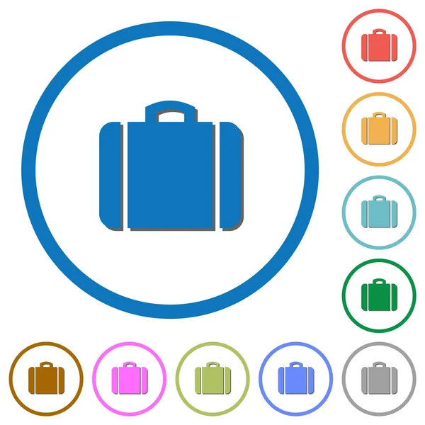 Suitcase icons with shadows and outlines — Stock Vector