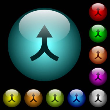 Renk ışıklı cam düğmelerde okları birleştirme