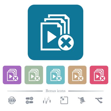 Renkli yuvarlak kare arka planlardaki çalma listesi düz simgelerini iptal etme