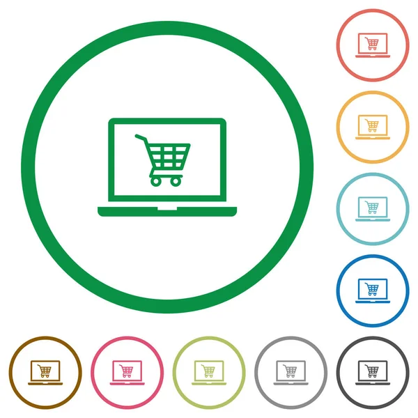 Webshop platte iconen met contouren — Stockvector