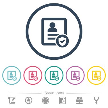 Yuvarlak anahatlarda korumalı kişi düz renk simgeleri