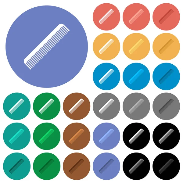 Peine simple ronda plana iconos multicolores — Vector de stock