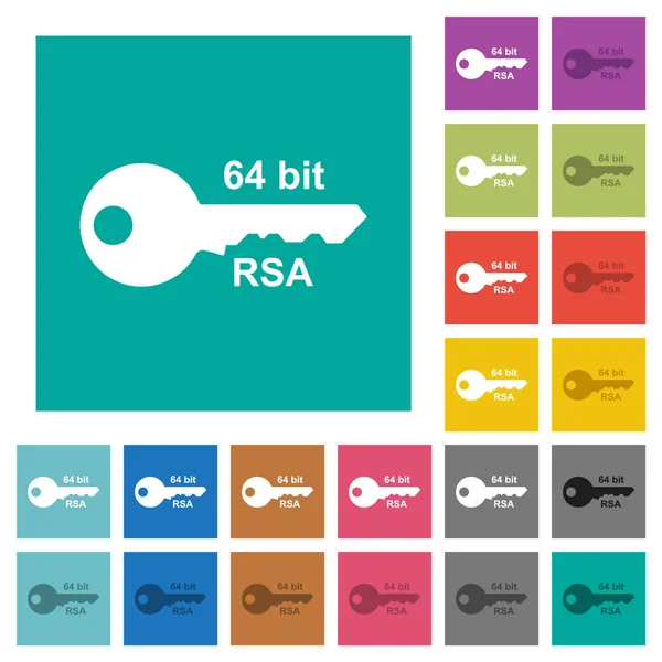 64 bits rsa cifrado cuadrado plano iconos multicolores — Vector de stock