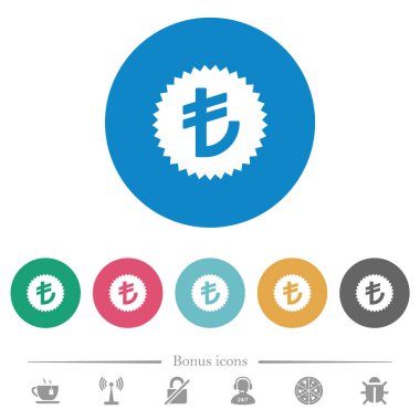 Lirası ödeme geri garanti etiketi düz yuvarlak simgeler