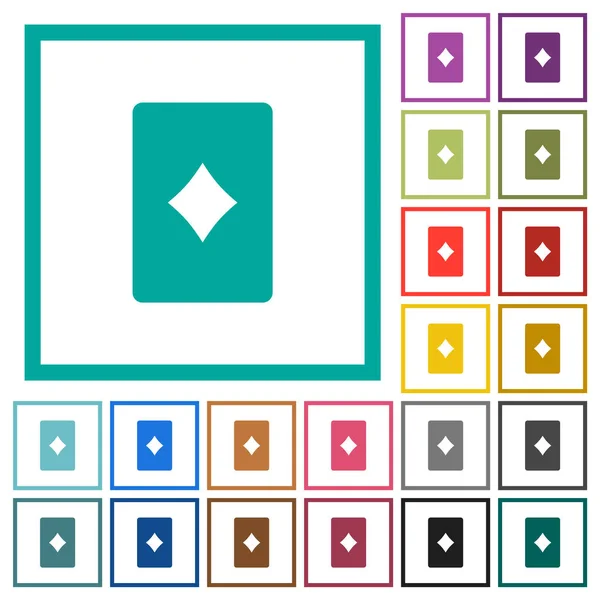 Symbol karty diamentowej płaskie ikony kolorów z ramkami kwadrantu — Wektor stockowy