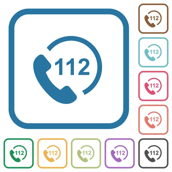 Llamada de emergencia 112 iconos simples — Archivo Imágenes Vectoriales
