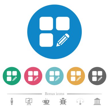 Bileşeni düz yuvarlak simgeleri edin