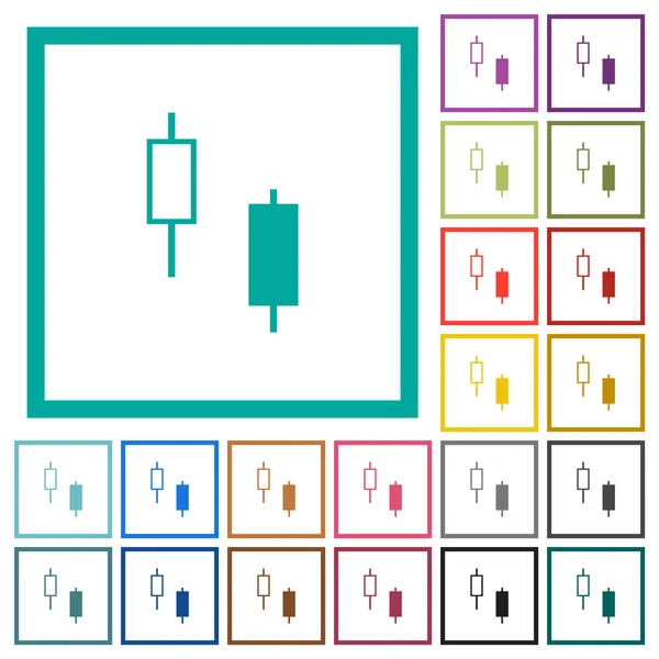Deux chandeliers icônes de couleur plate avec cadres quadrants — Image vectorielle