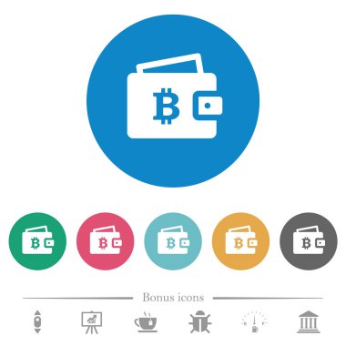 Bitcoin cüzdan düz yuvarlak simgeler