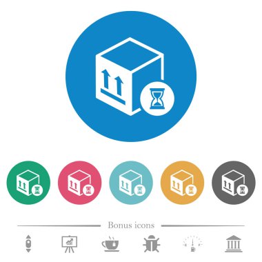 Paket teslim sürüyor düz yuvarlak simgeler