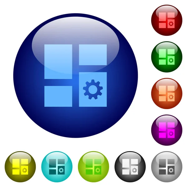 Dashboard settings color glass buttons — Stock Vector