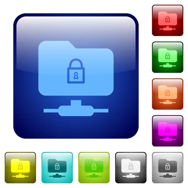 Кнопки FTP lock color square — стоковый вектор