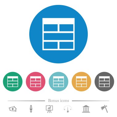 Elektronik tablo yatay tablo hücreleri düz yuvarlak simgeler birleştirme