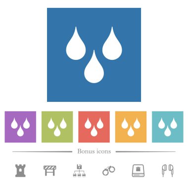 Kare arka planlarda düz beyaz simgeler damla