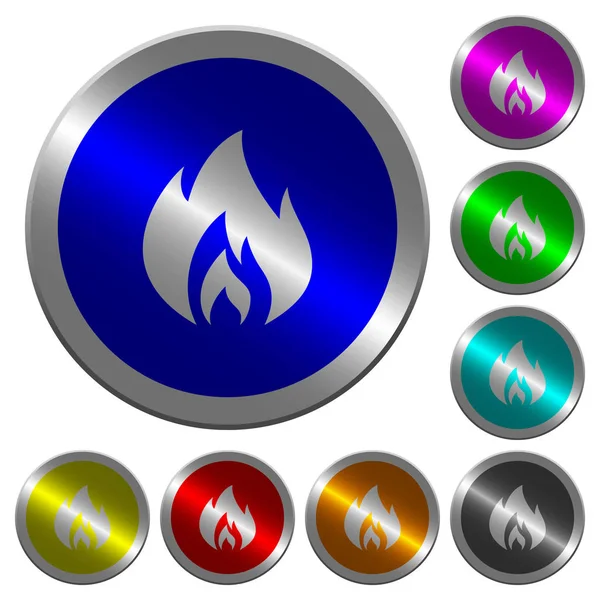 Flamme lumineuse boutons de couleur ronds en forme de pièce — Image vectorielle