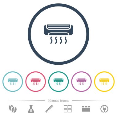 Yuvarlak anahatlarda klima düz renk simgeleri