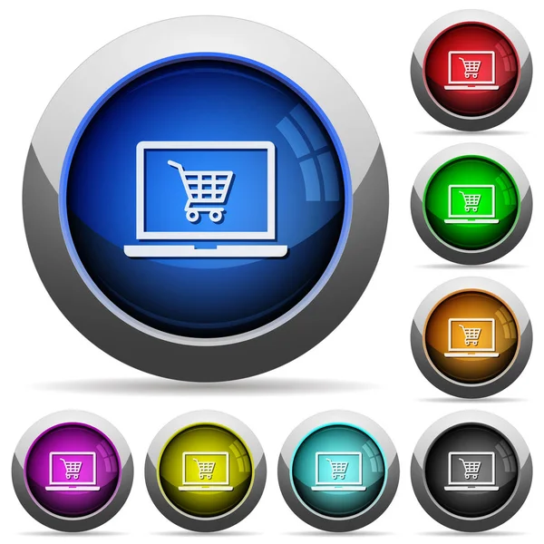 Webshop redondo botões brilhantes —  Vetores de Stock