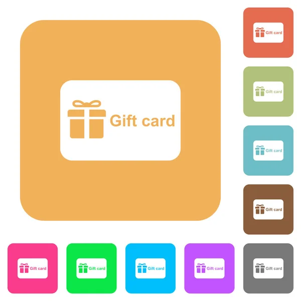 Gift card con testo arrotondato icone piatte quadrate — Vettoriale Stock