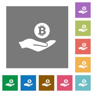 Bitcoin kazanç kare düz simgeler