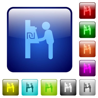 Yeni Shekel nakit makinesi renkli kare düğmeleri