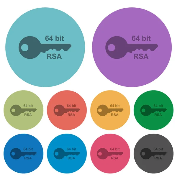 64 bits de cifrado rsa color iconos planos más oscuros — Vector de stock