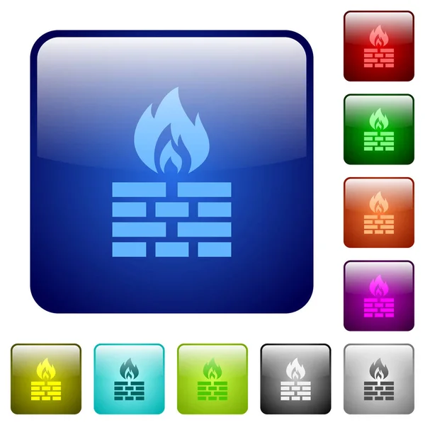 Firewall kleur vierkante knoppen — Stockvector