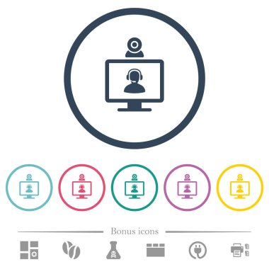 Yuvarlak anahatlarda video yardımı düz renk simgeleri