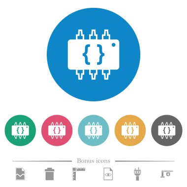 Düz programlama donanım yuvarlak simgeler