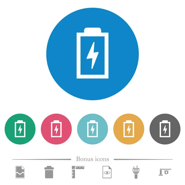 Bateria com símbolo de energia plana ícones redondos —  Vetores de Stock