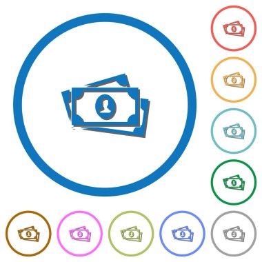 Gölgeler ve anahatlar içeren portre simgeleri içeren daha fazla banknot