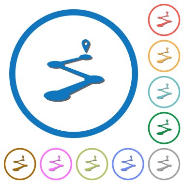 Gölgeler ve anahatlar içeren yol haritası simgeleri