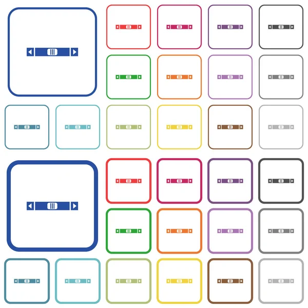 Barra de desplazamiento horizontal delineada con iconos de color plano — Vector de stock