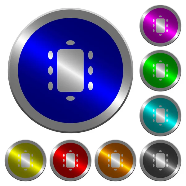 Na obrazovce se svítícím knoflíků s barevnými mincemi — Stockový vektor