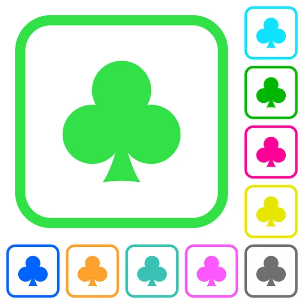 Clube cartão símbolo vívido colorido ícones planos — Vetor de Stock