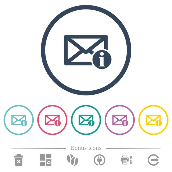 E-mail informatie platte kleur pictogrammen in ronde contouren — Stockvector