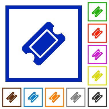 Tek bilet düz çerçeveli simgeler