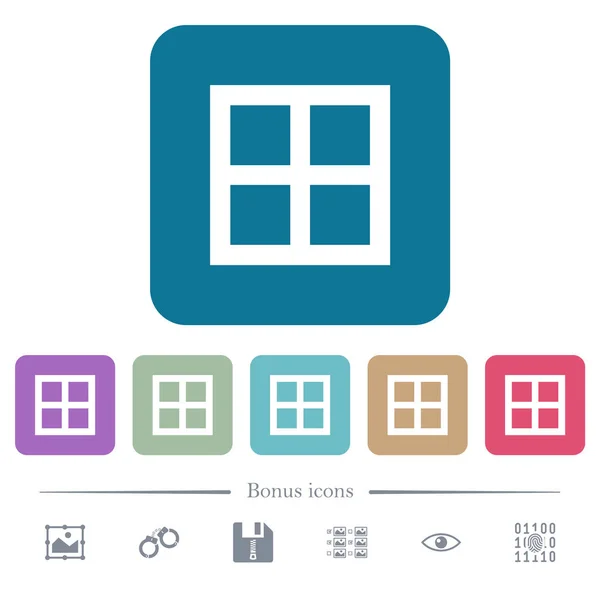 Todos los bordes iconos planos sobre fondos cuadrados redondeados de color — Vector de stock