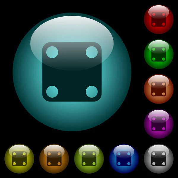 多米诺四个图标在彩色照明玻璃按钮 — 图库矢量图片