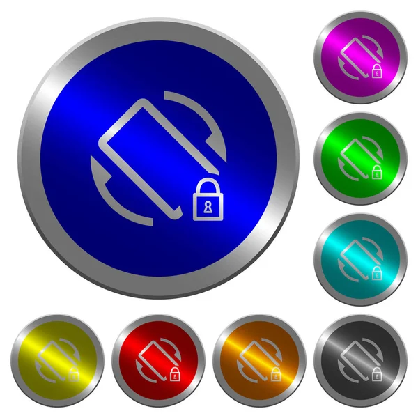 モバイル画面の回転ロック発光コインのような丸い色のボタン — ストックベクタ
