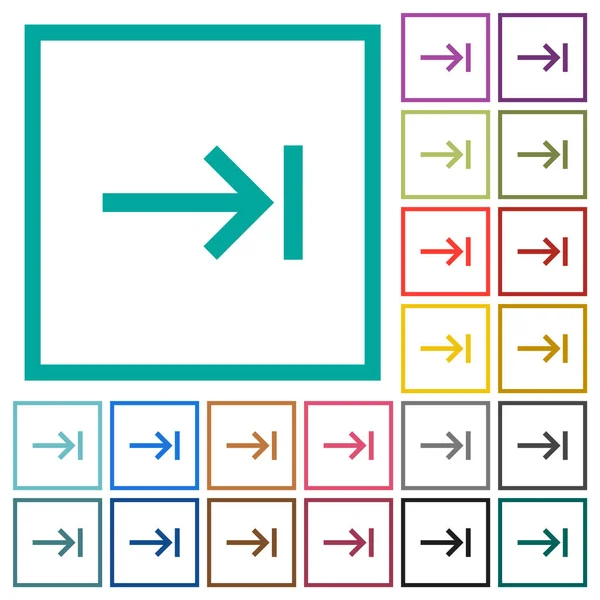 Onglet clavier icônes de couleur plates avec cadres quadrants — Image vectorielle