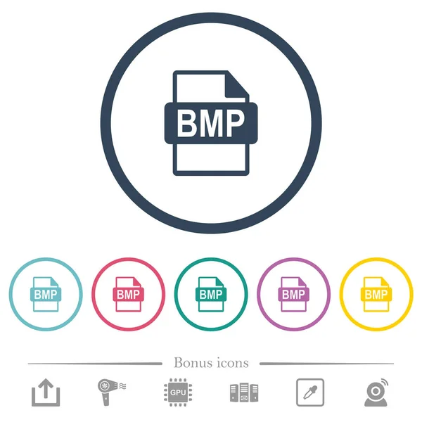 Bmp ファイル形式フラット カラー丸いアウトラインのアイコン — ストックベクタ