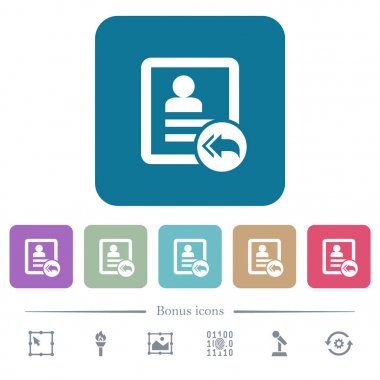 Renkli yuvarlak kare arka planlardaki tüm düz simgelere yanıt la iletişim