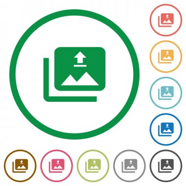 Anahatlarla birden çok resim düz simge yükleme