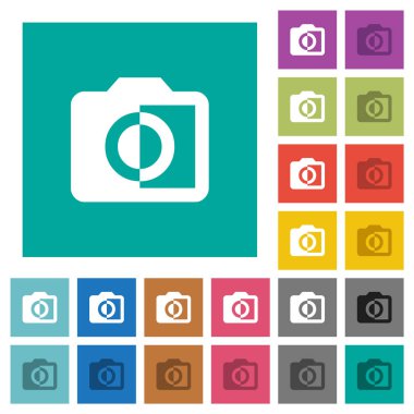 Tek renkli fotoğraflar kare düz çok renkli simgeler