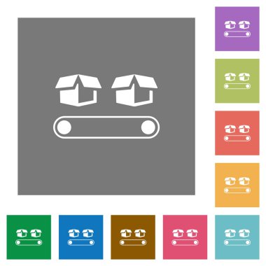 Kutular kare düz simgeler ile konveyör