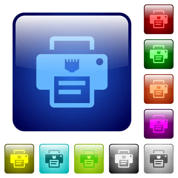 Botones cuadrados de color de impresora IP — Archivo Imágenes Vectoriales